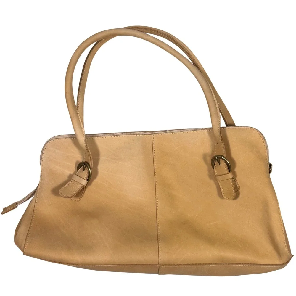 HOBO International Vtg Y2K Tan Leather Shoulder Bag Leather Purse Boho Slouchy